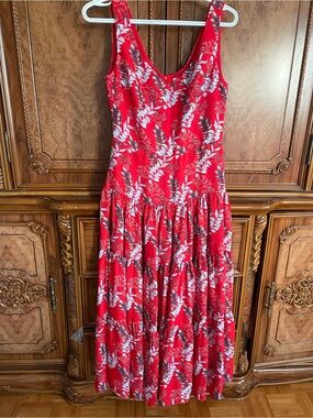 Red Floral Tiered Women's Sundress